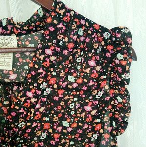 Floral print bubble blouse